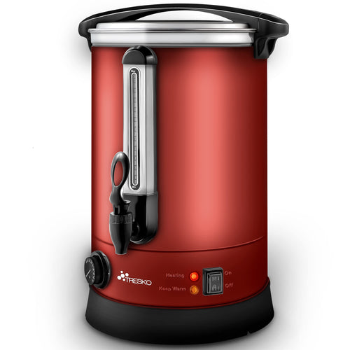 TRESKO Glühweinkocher Einkochautomat, 6.8L Edelstahl-Zylinder. Erhitzt und spendet Glühwein, auch zum Einkochen geeignet.