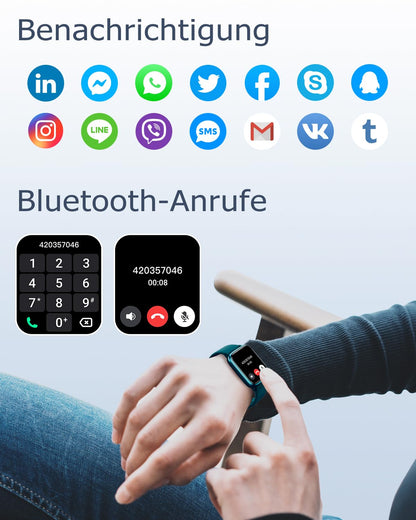 GRV FC1 Smartwatch mit Telefonfunktion und 1.85 Zoll HD-Display