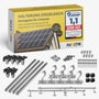Avoltik Solar Halterung Ziegeldach Montageset - 2 Module (30-45mm): Silbergraue Dachhaken, Montageschienen und Klemmen zur Modulmontage auf Ziegeldächern.
