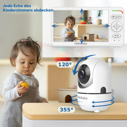 HelloBaby HB6560 Babyphone mit Kamera, 6-Zoll-Display, Nachtsicht