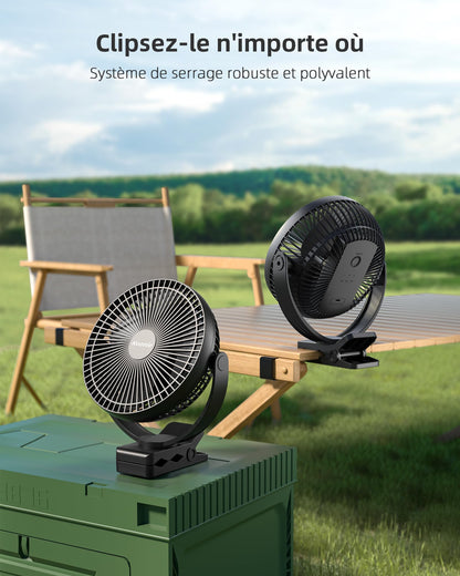 Koonie WH310 Clip-Ventilator mit Akku, 10000 mAh, USB, 20 cm