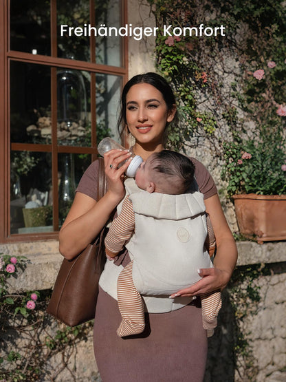 Grownsy Babytrage mit Kopfstütze, ergonomisch, 3-20 kg, Cremeweiss
