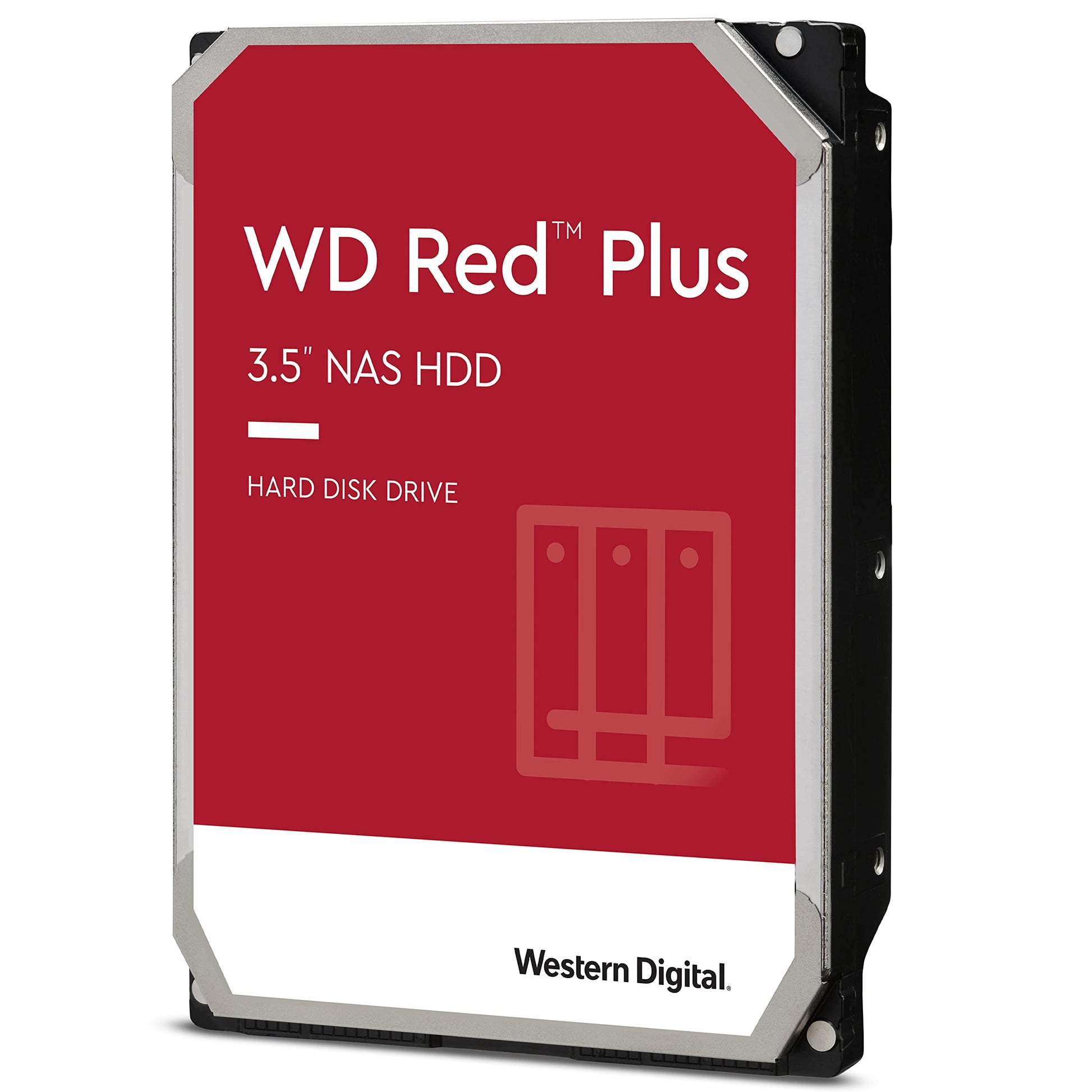 WD Red Plus interne Festplatte 6 TB für NAS Systeme. Rechteckige, silberne 3.5-Zoll SATA-III HDD. Dient als Datenspeicher für NAS-Systeme.