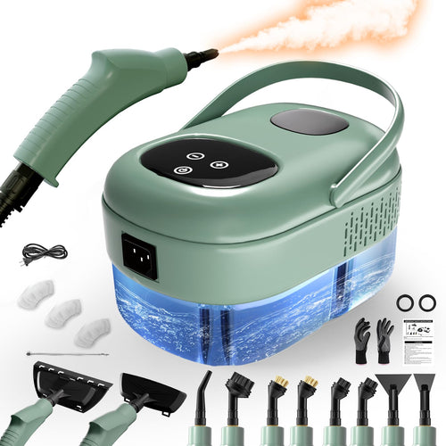 TwoOases Dampfreiniger Handgerät TC-SC-001, 1,1 L Tank, Grün – kompaktes Handgerät zur Dampfreinigung