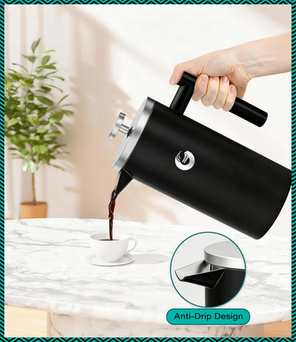 Coffee Gator French Press Kaffeebereiter 1 Liter Edelstahl