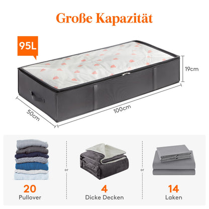 Lifewit Unterbettkommode 95L, faltbare Aufbewahrungsbox, 6er-Set, grau