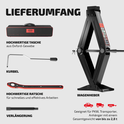 HEYNER Scherenwagenheber 2t UltraLift L PRO mit Ratsche und Tasche