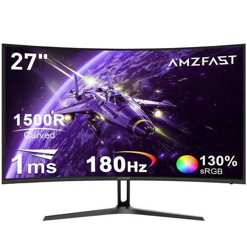 Amzfast AMZG27C1 Curved Gaming Monitor - 27 Zoll, 180Hz. Gebogener 27-Zoll-Monitor für reaktionsschnelles Gaming mit 180Hz Bildwiederholfrequenz.
