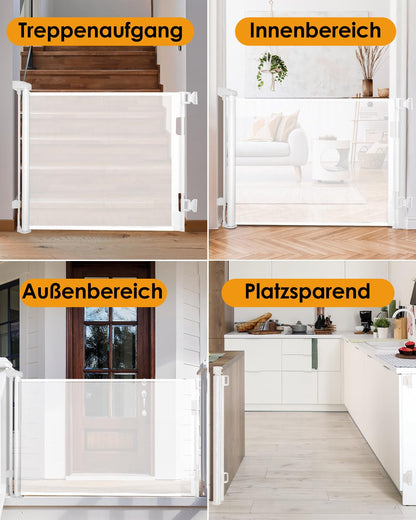 derimkcoa Treppenschutzgitter ausziehbar 0-140 cm weiss