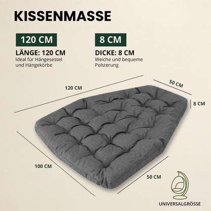 Bjird Hängesessel Kissen aus Ökoleinen für Hängeschaukel, Graphit