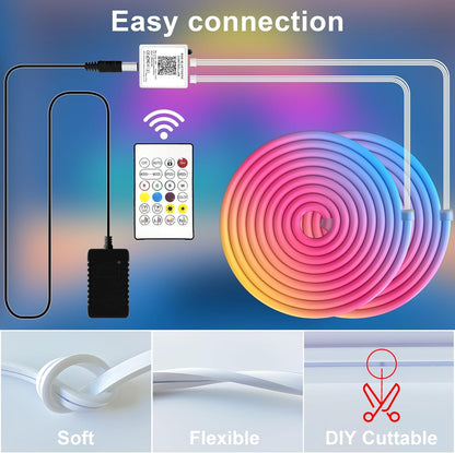 Cozylady RGB Neon LED Streifen 20 m, 24 V, mit App und Fernbedienung