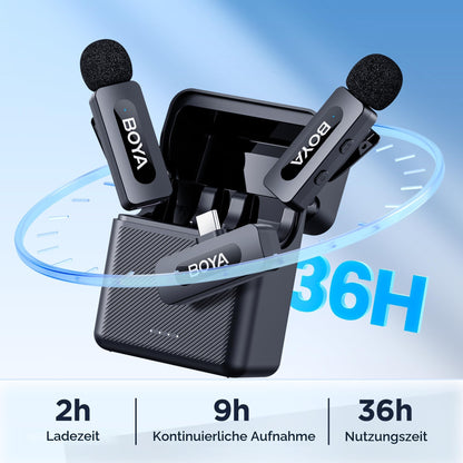 BOYA BY-V30 Wireless-Lavalier-Mikrofon mit USB-C-Empfänger (2er-Pack)