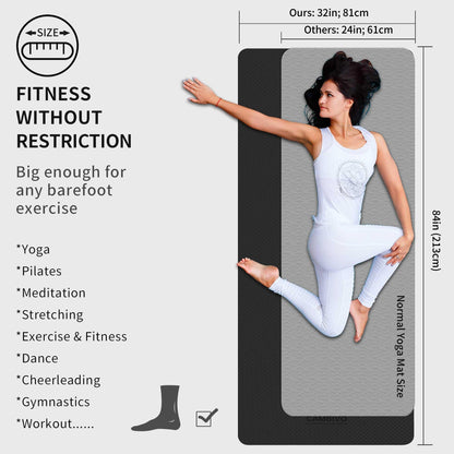 CAMBIVO Yogamatte XXL 213 x 81 cm, 6 mm TPE, rutschfest