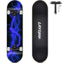 LAYENNE Skateboard Komplettboard 31 x 8 Zoll, Ahorn, ABEC-11, rot – Deck mit Blitz-Motiv, Doppel-Kick und PU-Räder