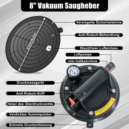 YYDENTOOL Vakuum-Saugheber 2er Set mit Manometer, 220 kg Tragkraft