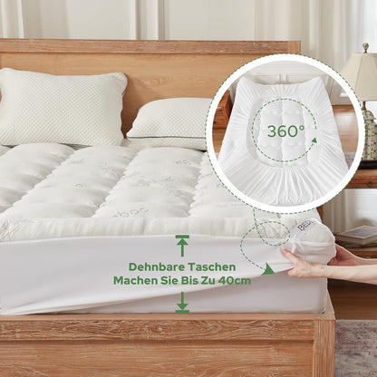 BEDLORE Matratzentopper 180x200 cm aus Bambus-Viskose, weiss