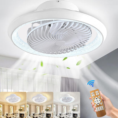 MQW Deckenventilatorleuchte - 360° drehbar LED 72W leise. Runde Deckenleuchte mit integriertem Ventilator. Beleuchtet und kühlt Räume effizient mit verstellbarem Luftstrom.