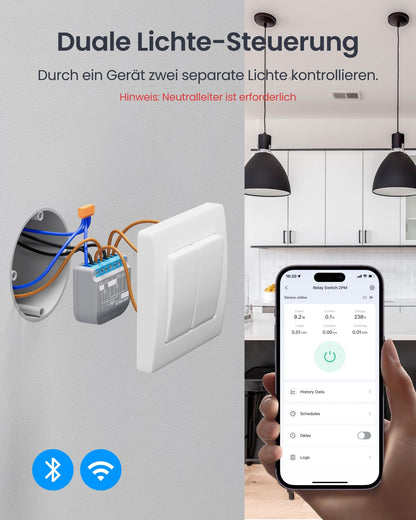 SwitchBot Wlan Schalter 2PM Smart Relaisschalter 16A, 2er-Pack