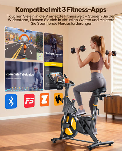 Toputure Heimtrainer Fahrrad TEB5 mit LED-Touchscreen und App