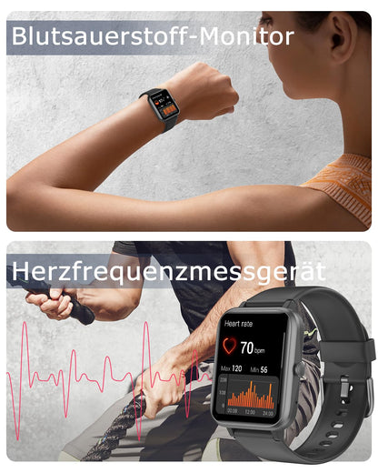 GRV FC1 Smartwatch mit Telefonfunktion, 1,85" HD-Display, IP68