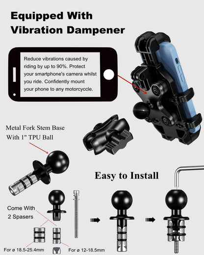 BRCOVAN Motorrad Handyhalterung Gabelvorbau Vibrationsdämpfer BKW-B7