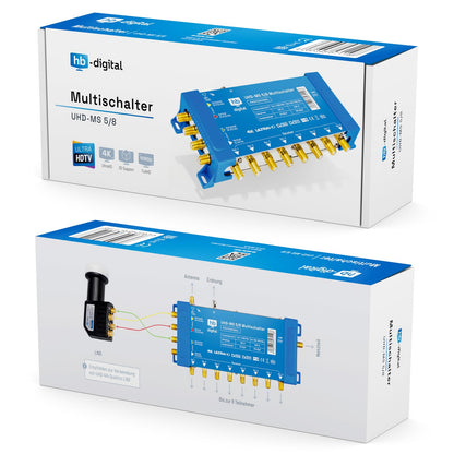HB-DIGITAL Quattro LNB Schwarz Multischalter Sat-Set - 8 Teilnehmer