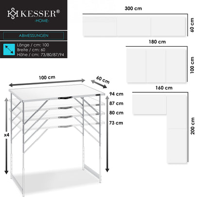 KESSER® Multifunktionstisch Profi 3-teilig Klapptisch 100x60cm