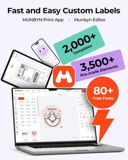 MUNBYN 403B Bluetooth Labeldrucker Shopify für 4x6 Labels – Weiss