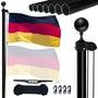 NQ Fahnenmast Set 6 m, Aluminium, höhenverstellbar, schwarz – Aluminiumrohr mit Mastkugel und Nylonseil