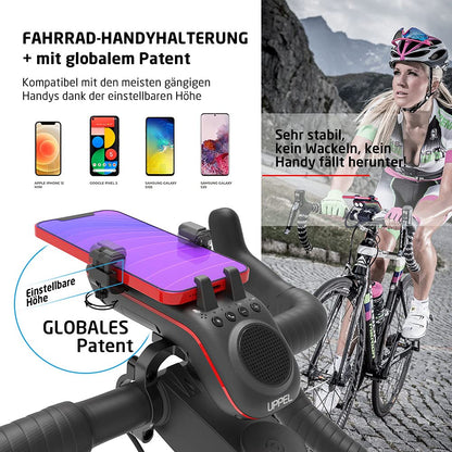 UPPEL Fahrrad Handyhalterung mit Bluetooth Lautsprecher und Powerbank
