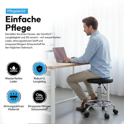 GOODS+GADGETS Arbeitshocker Rollhocker höhenverstellbar, schwarz