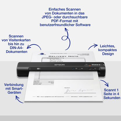 Epson WorkForce ES-60W mobiler Dokumentenscanner, A4, 600 dpi, WiFi