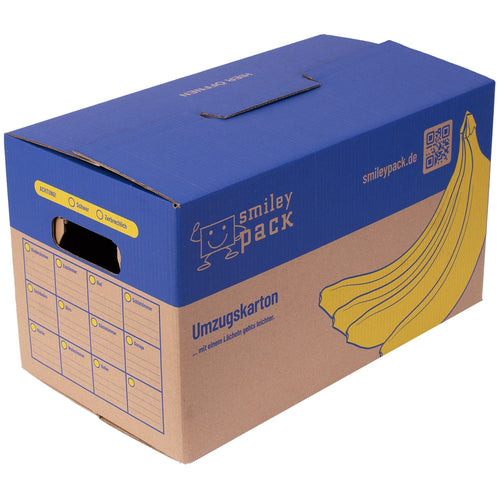 smiley pack Umzugskartons 25 Stück 600 x 328 x 340 mm bis 40 kg, zweiwellig und stapelbar