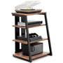 FITUEYES Design HiFi Regal Holz/Stahl, rechteckig, holzfarben/schwarz. Verstellbares Rack zur Präsentation von HiFi-Komponenten.