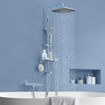 Auralum Duschsystem Regendusche mit Handbrause, Edelstahl, Chrom