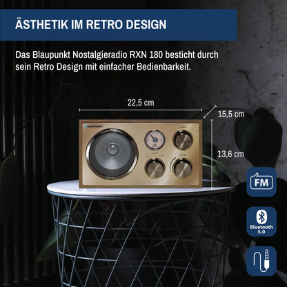 Blaupunkt RXN 180 Nostalgieradio UKW Bluetooth - Holz Messing