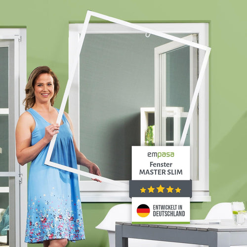 empasa Master Slim Fliegengitter Fenster, Alurahmen, weiss, 130x150