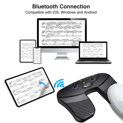 LEKATO Bluetooth Seitenwender-Pedal für Tablet und Smartphone