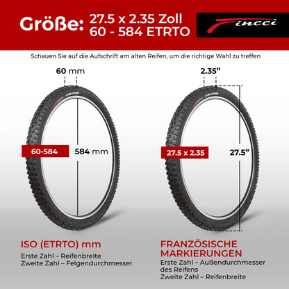 Fincci MTB Reifen Set 27.5 x 2.35 – 2x Faltreifen 60-584 schwarz