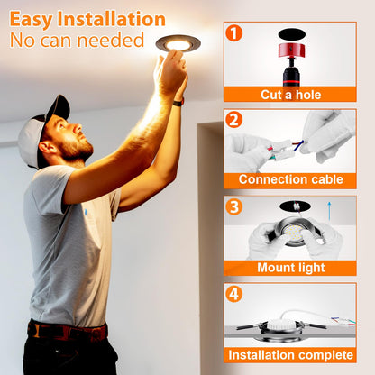 GeyouLux LED Einbaustrahler 230V dimmbar IP44 3000K 6er-Set