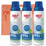 Hey Sport Impra Wash Imprägniermittel 3 x 250 ml mit Kulturbeutel, Wash-In-Imprägnierung für Funktionstextilien