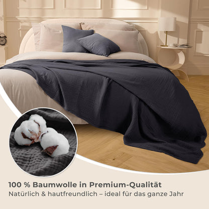 LAYNENBURG Musselin Tagesdecke 150x200 cm, 100% Baumwolle, Mintgrün