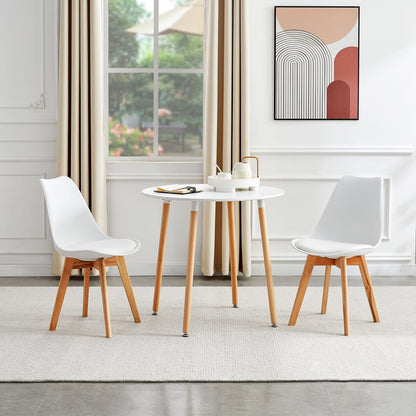 H.J WeDoo Esstisch Set Essgruppe – Holztisch 2 Stühle Weiss 80cm