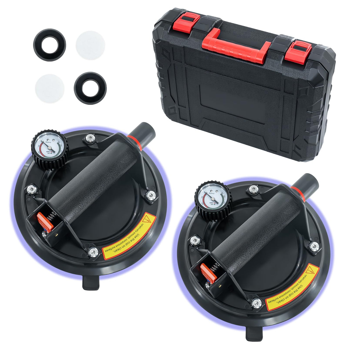 YYDENTOOL Vakuum-Saugheber 2er Set mit Manometer, 220 kg Tragkraft