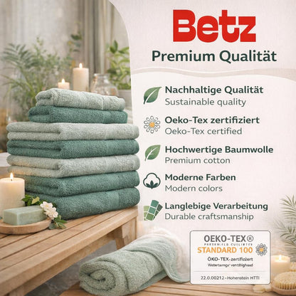Betz Handtuch-Set 12-teilig, 100% Baumwolle, heugrün/tannengrün
