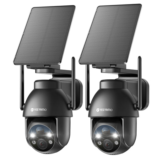 YESYAMO 2K Überwachungskamera Aussen Solar PTZ WLAN, 2er-Set – mit Solarpanel und Schwenkfunktion