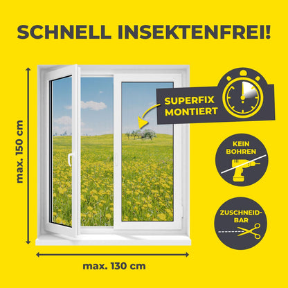 EASYmaxx Fliegengitter Fenster Magic Click, 4 Stück, 150 x 130 cm