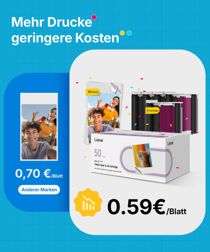 Liene Pearl N200 Pro Mini Fotodrucker mit Bluetooth & 10 Fotos, Gold