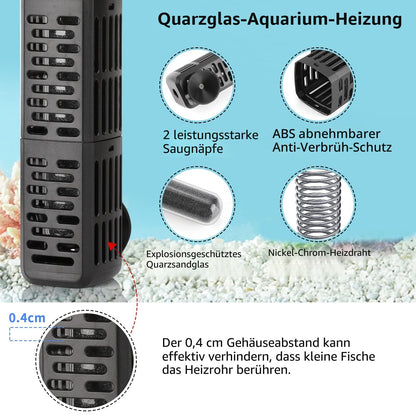 HiTauing Aquarium Heizung 500W Tauchheizung für Salz- und Süsswasser