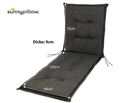 sunnypillow California Liegenauflage 190 x 60 cm 2er Set Anthrazit